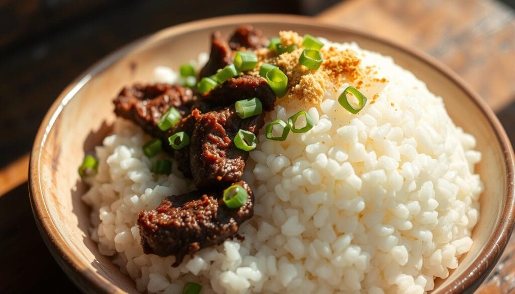 arroz com carne seca nordestina