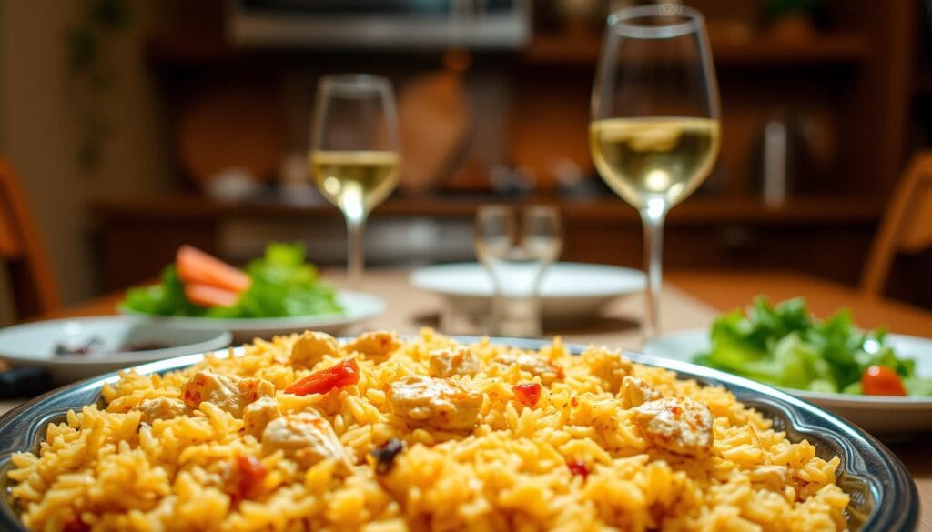 arroz de forno com frango desfiado