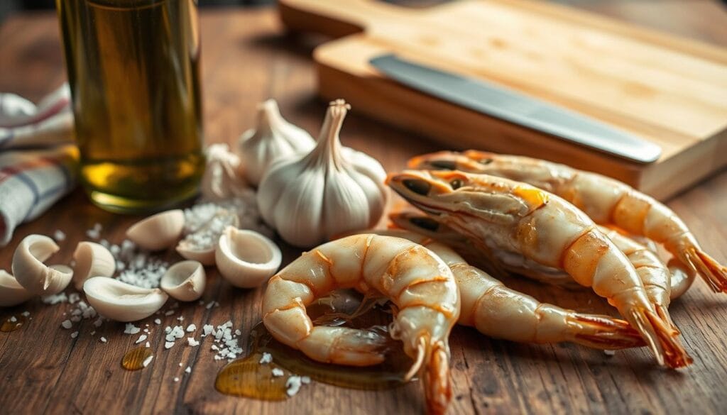 ingredientes para Camarão ao Alho e Óleo ingredientes para Camarão ao Alho e Óleo