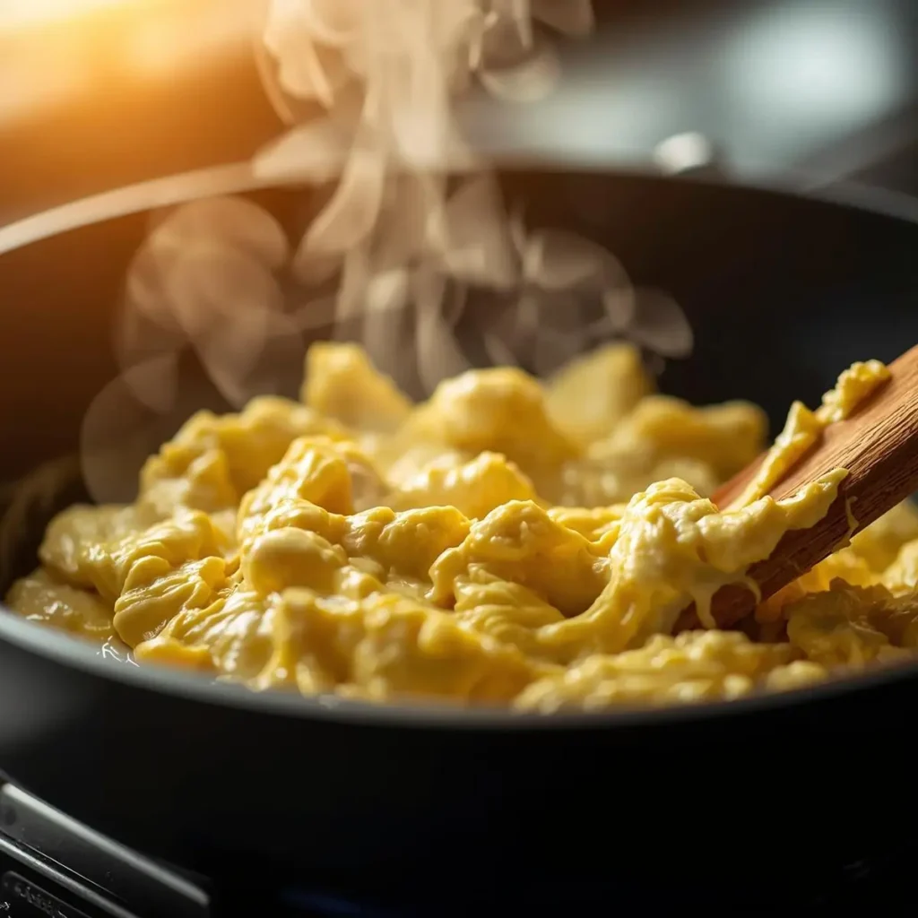 ovo mexido cremoso receita rápida ovos cozinhando com textura cremosa