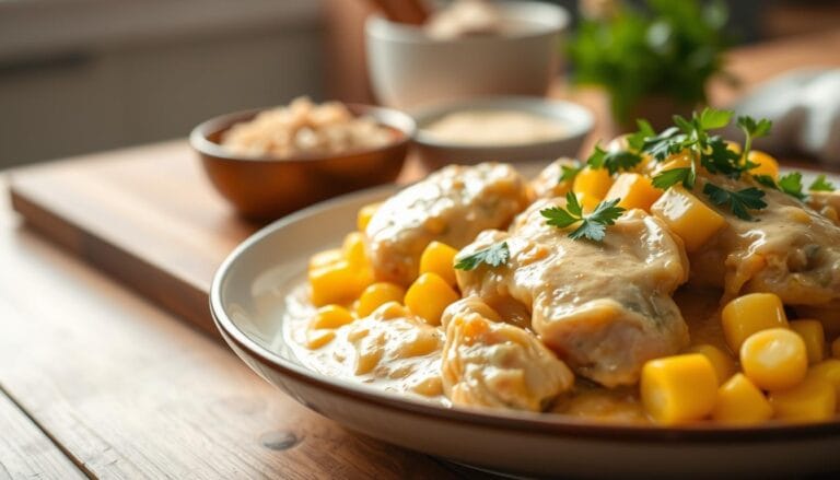 frango cremoso com milho