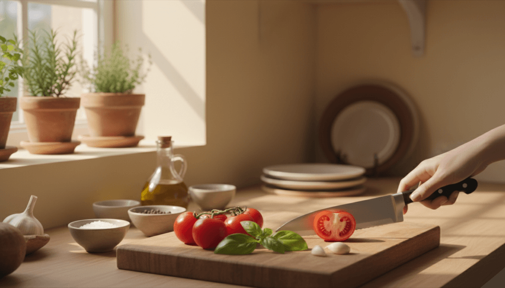 5 receitas com 3 ingredientes fáceis e rápidas sendo preparadas em uma cozinha caseira com ingredientes simples