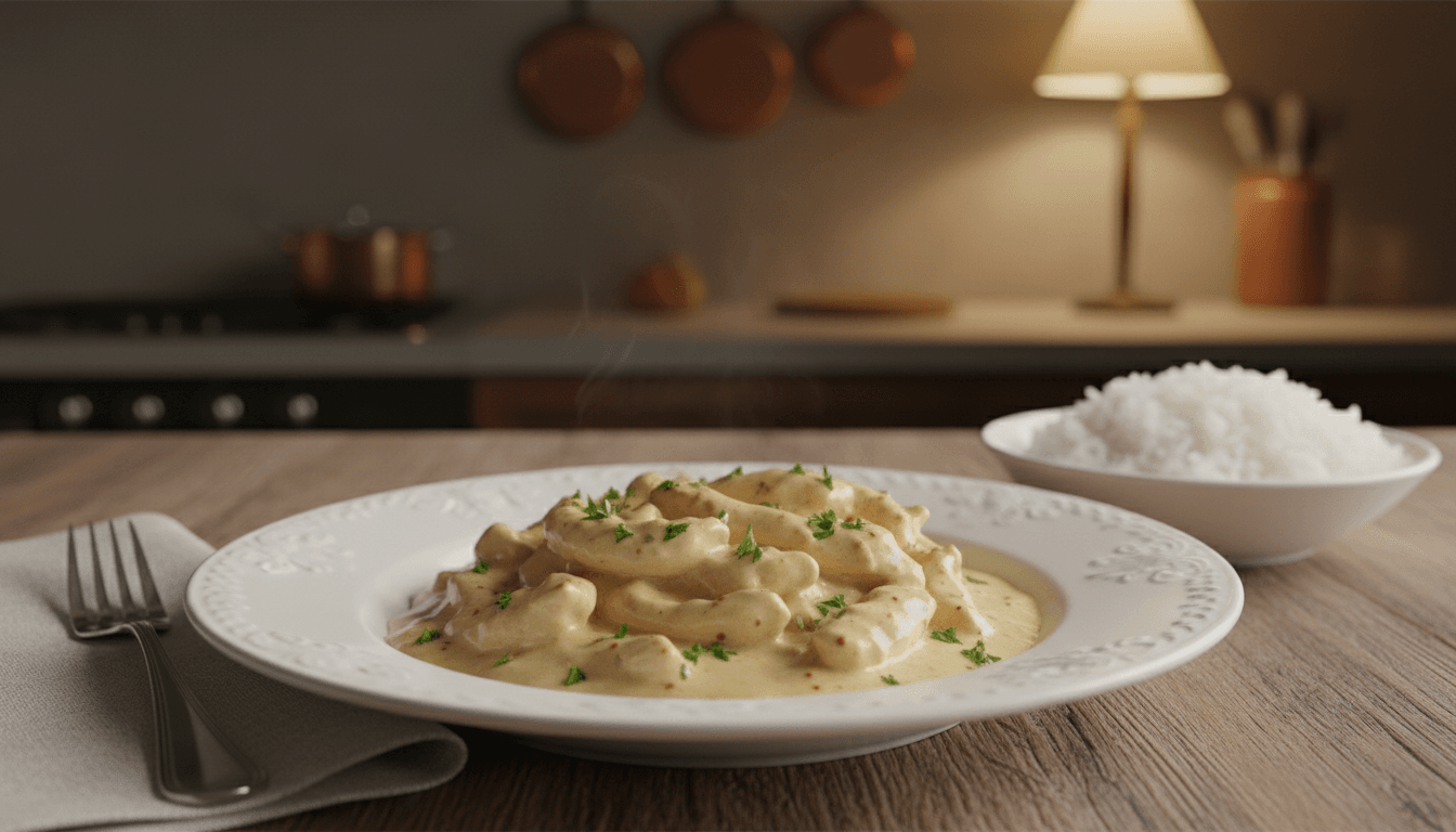 Strogonoff de Frango Cremoso Fácil e Rápido (30 Min) strogonoff de frango cremoso