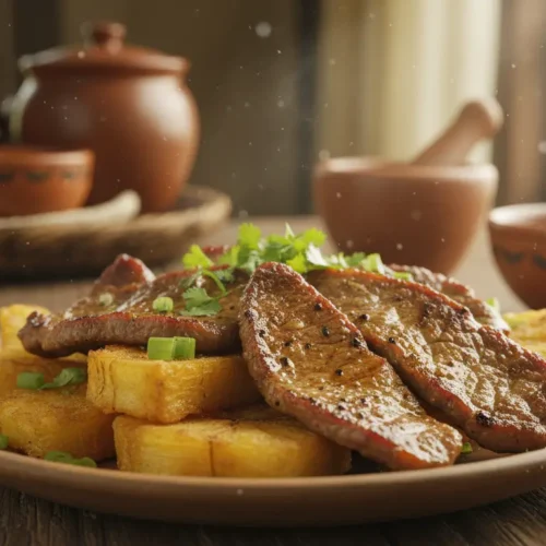 Carne de sol com macaxeira frita dourada prato nordestino tradicional