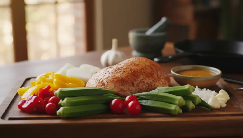 ingredientes frango com quiabo