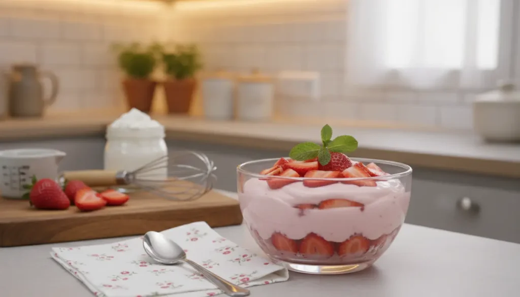 sobremesa de morango cremosa