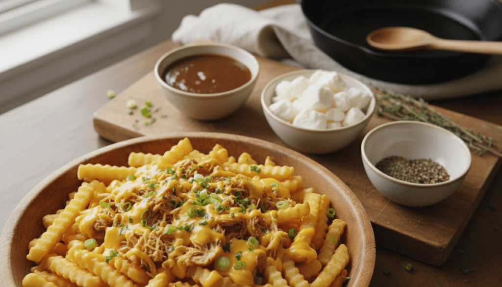 ingredientes para receita de poutine de frango ingredientes para receita de poutine de frango