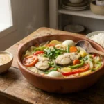 Peixada Cearense com Leite de Coco Cremosa: 8 Truques Peixada Cearense com leite de coco servida em panela de barro, acompanhada de pirão cremoso e arroz branco.