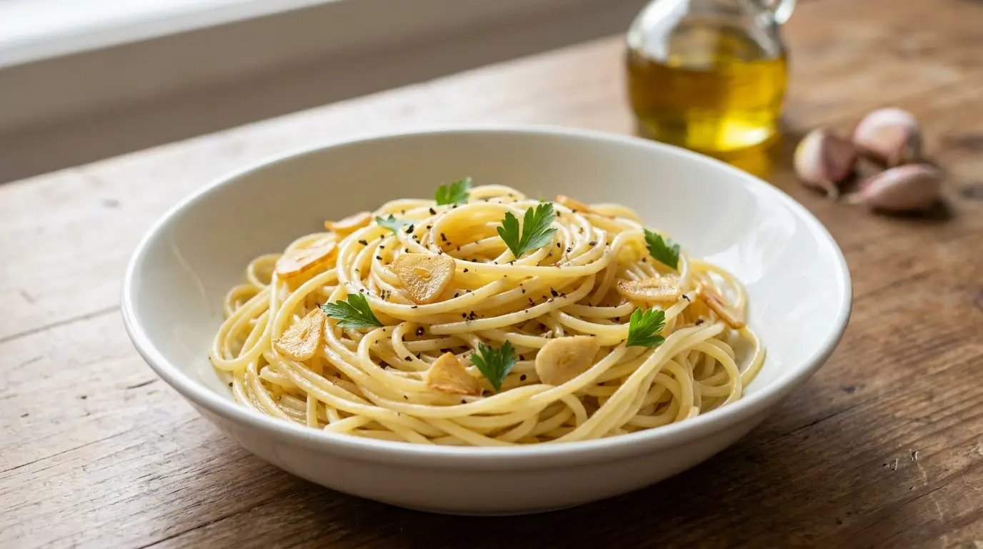 Macarrão Alho e Óleo em 15 minutos com alho dourado e salsinha