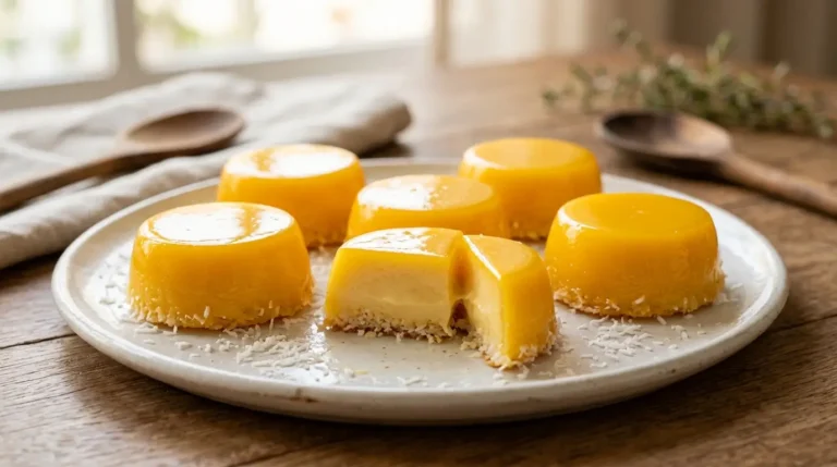Quindim Tradicional Brasileiro cremoso e brilhante com coco