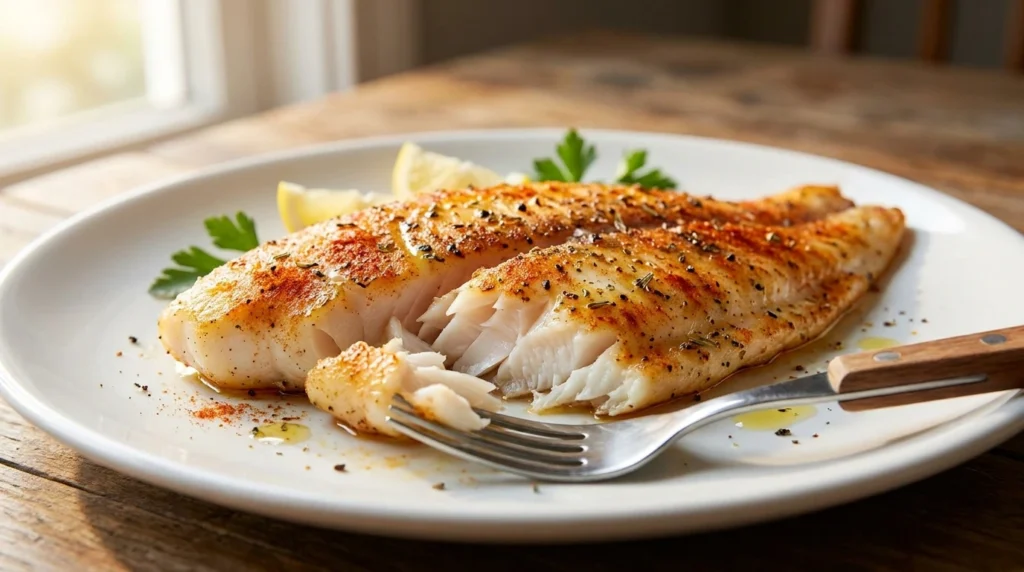Tilápia na airfryer dourada por fora e suculenta por dentro com carne branca e macia