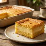 Bolo de fubá cremoso sem glúten com casquinha dourada e interior cremoso
